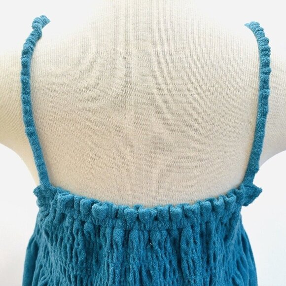 NWT SO Juniors Pullover Shirred Turquoise Terry Cloth Smocked Peplum Tank Sz XXL - Picture 7 of 11